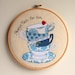 Embroidery hoop teacups stack freehand machine embroidery