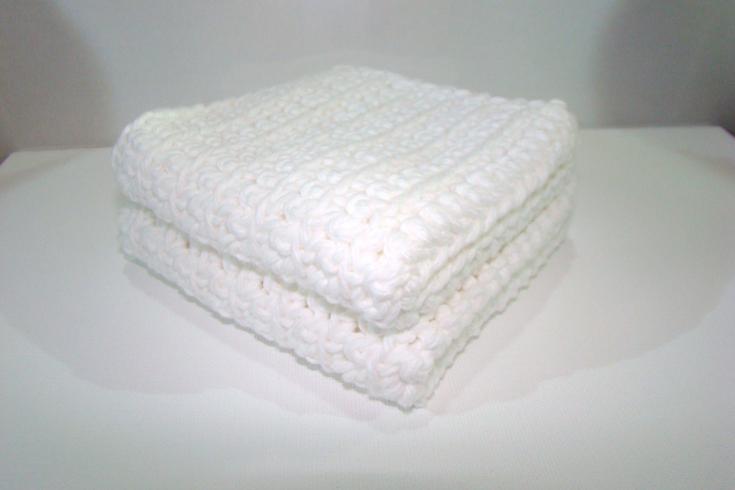 Wash Cloths Crochet Set of Two White - CreativeEndeavorsKS