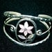 Sale Vintage Alpaca Mexico Silver Mosaic Flower Cuff Bracelet