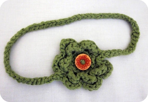 Woman's Organic Crocheted Flower Headband