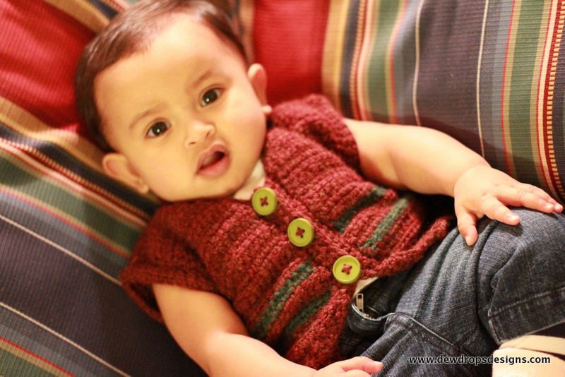 Pattern Crochet vest Sweater Jacket Collar unisex Boys Girls Baby Newborn Toddler Easy Dewdrops No: 219