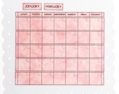 Medium Dry/Wet Erase Calendar with 5 Weeks At All Times.  Pink with White Magnet Board.