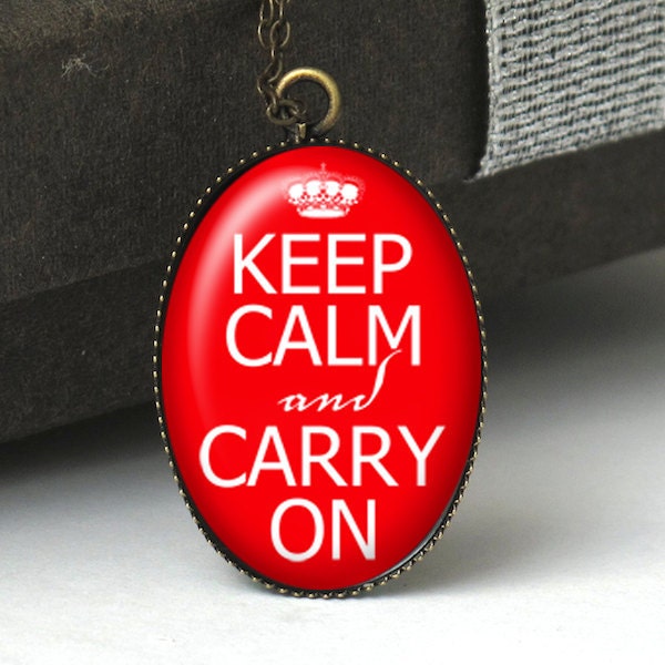 Keep Calm Pendant Necklace, Keep Calm Jewelry, Keep Calm and Carry On Necklace, Quote Necklace, Bridesmaid Gift, Wedding Jewelry N171