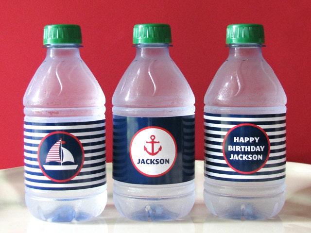 Nautical Birthday - Nautical Printable - Drink Wrap - first birthday - Printable Party - sail boat - Boy Birthday - Girl Birthday Il_570xn