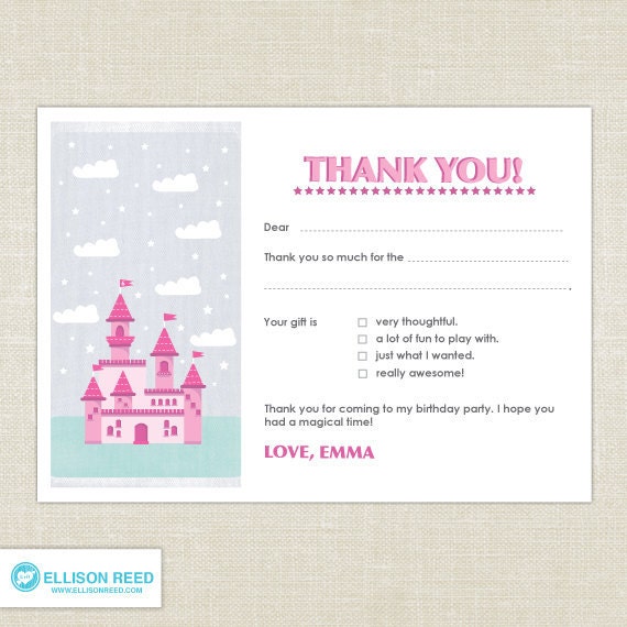Princess Printable - Princess Birthday - princess thank you note - princess castle - printable party - DIY Printable Invitation Il_570xn