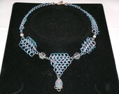 Rosette Necklace in Sky Blue and Pink