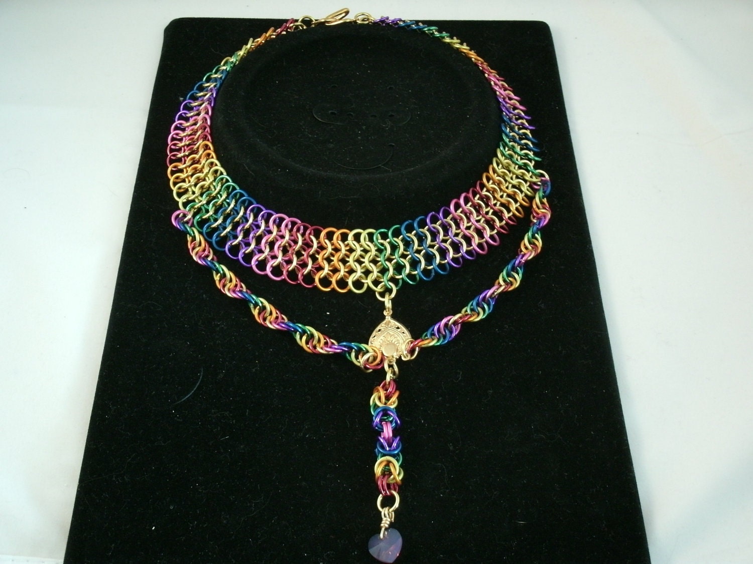 Swarovski Heart Necklace in Rainbow
