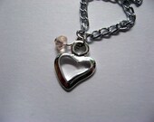 Open Heart Necklace with Pale Pink Crystal Accent
