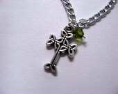 Celtic Cross Necklace with Crystal Charm