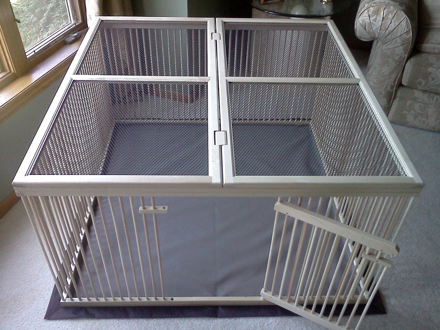 A Distinctive "Home within a Home" Indoor Pet Ex-pen - Ready-to-Finish Solid Maple with Top Cover