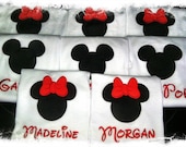 Solid Black Mickey Minnie Mouse Custom Appliqued & Embroidered T Shirt, Perfect for a Boy or a Girl, Child or Adult, Disney Vacation Cruise