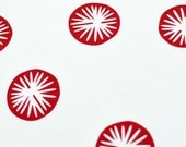 gathering in perfect red on white cotton handprinted fabric panel