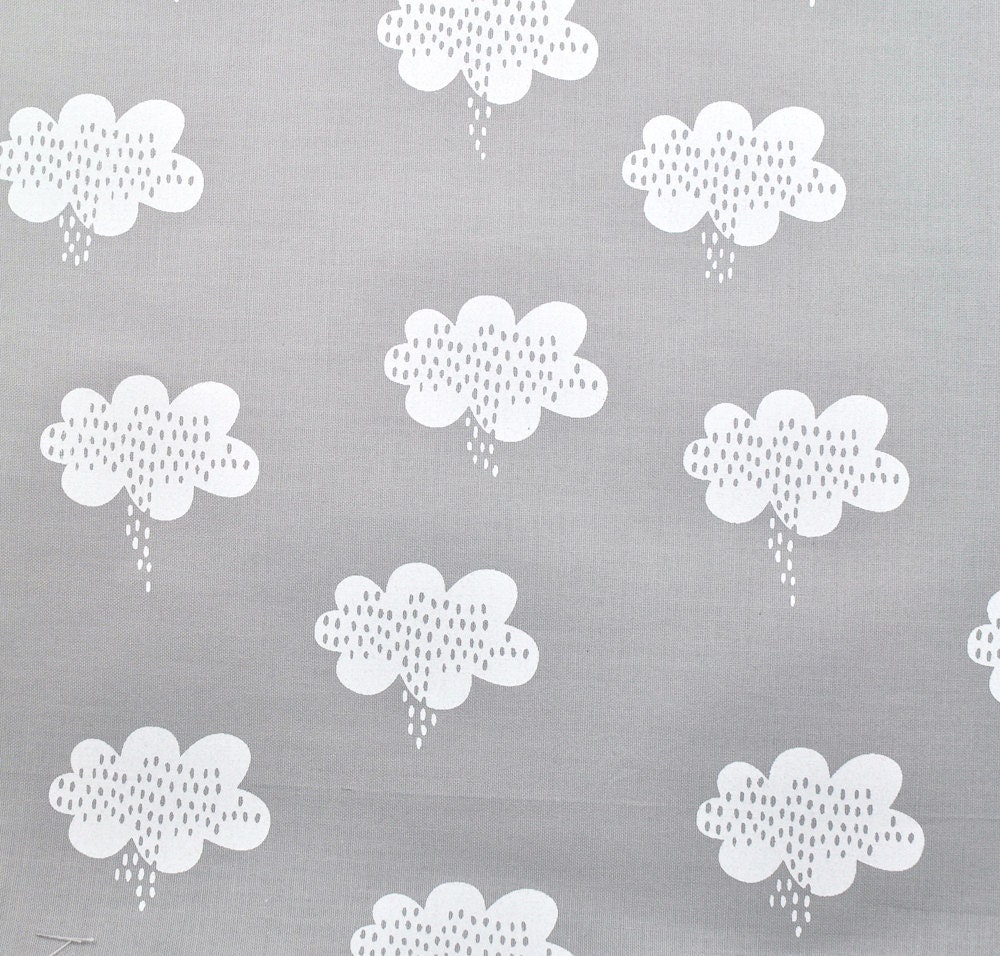 stormy weather in alabaster white on grey handprinted fabric panel