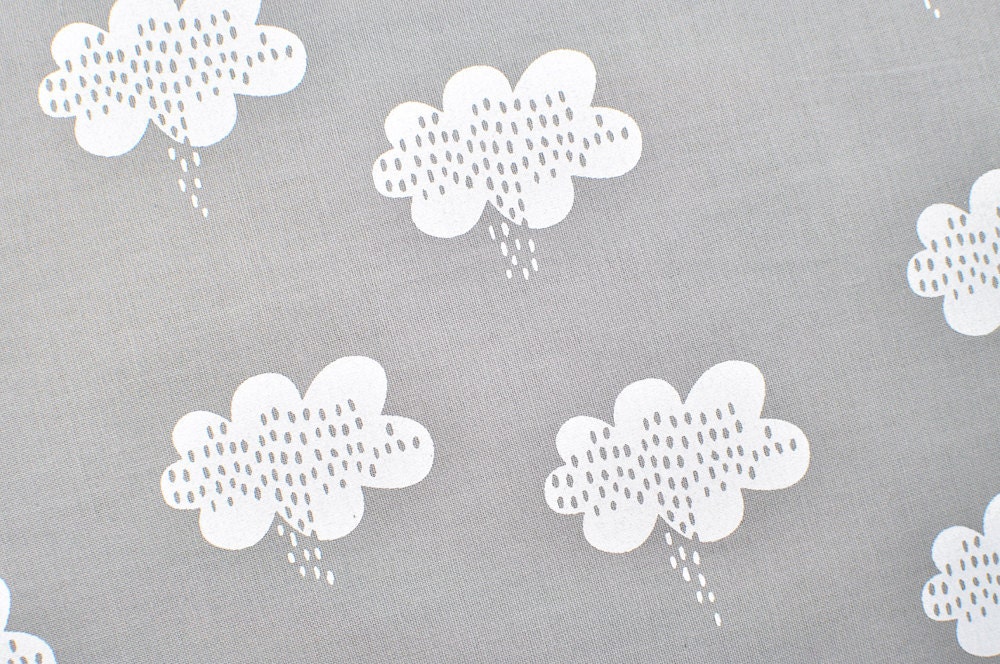 stormy weather in alabaster white on grey handprinted fabric panel