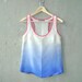 Navy Ombré Blouse - contrast magenta pink trim, hand dye-painted and hand sewn