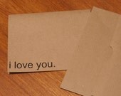 Recycled 4x5 Blank Note Card -- I love you -- Single Card