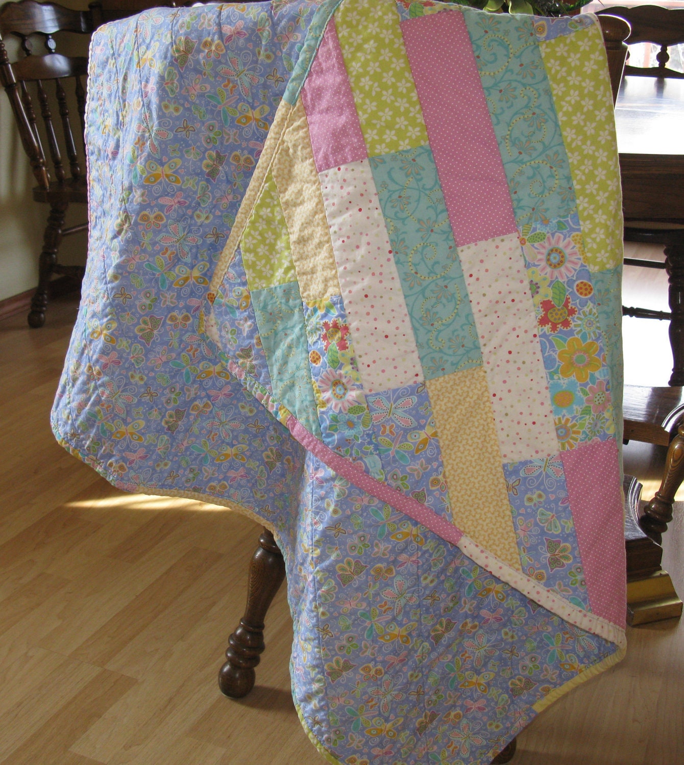 Baby Quilt Toddler Blanket Soft Pastels Crib Quilt