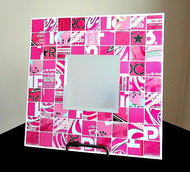 Recycled Soda Can Mosaic Tile Mirror Assorted Rainbow Colors