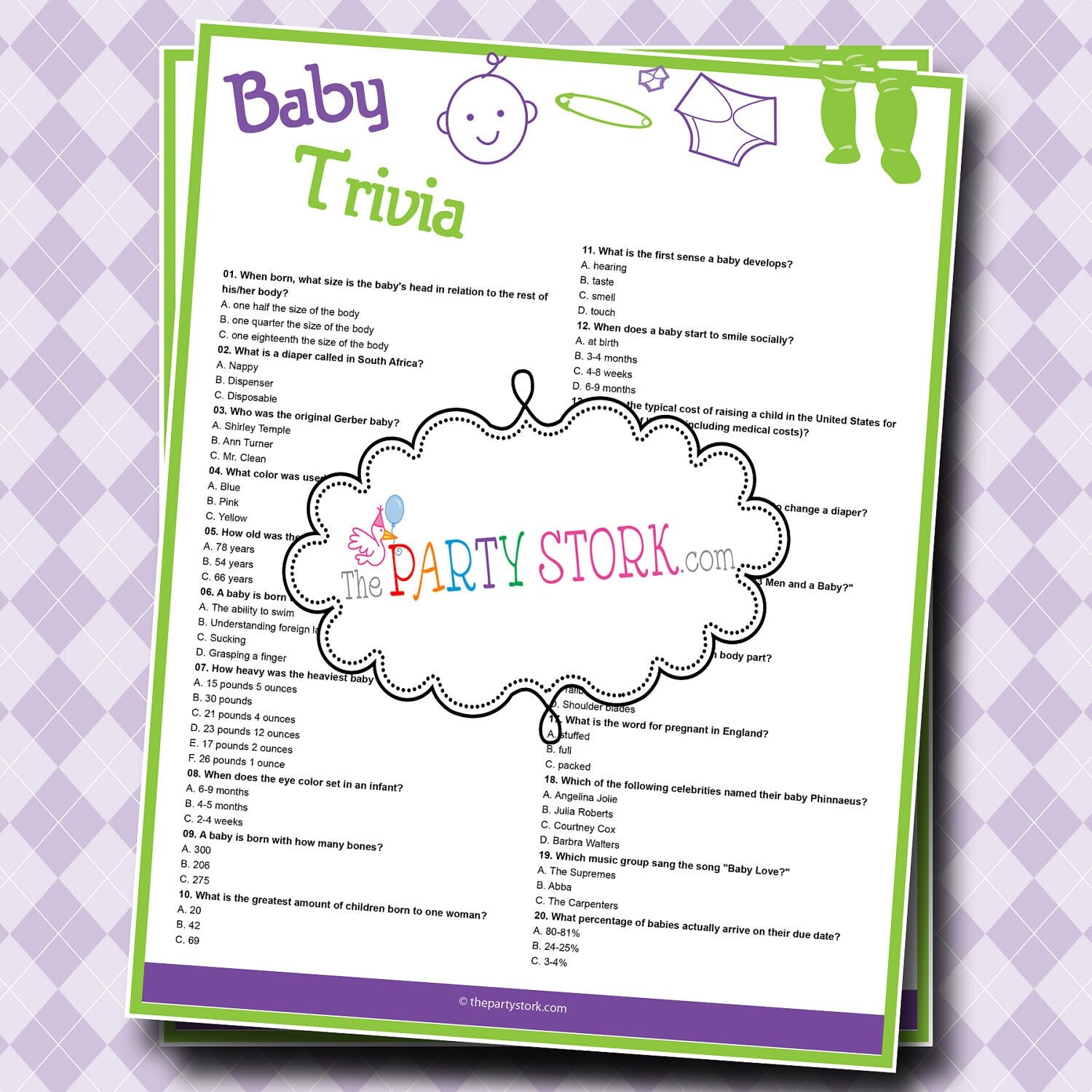 baby shower trivia game with questions and facts by thepartystork baby trivia shower game 1500x1500 baby shower trivia game with questions and facts by thepartystork baby trivia shower game 1500x1500