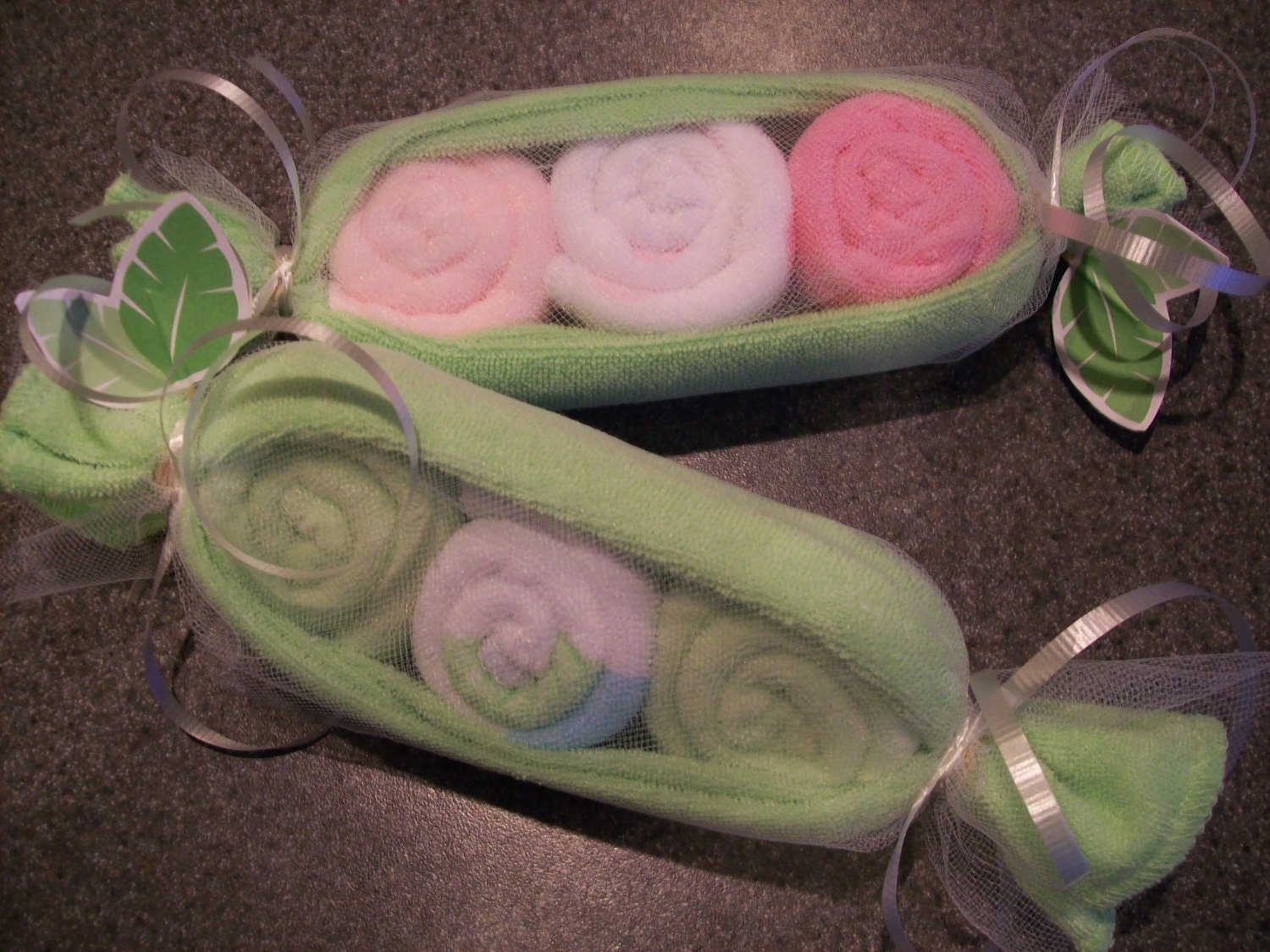Peapod  Baby Shower Favor Baby Washcloth  Unique Gifts