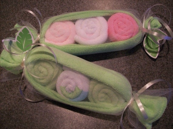Peapod  Baby Shower Favor Baby Washcloth  Unique Gifts