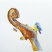 Bird & Violin nursery art watercolor customizable