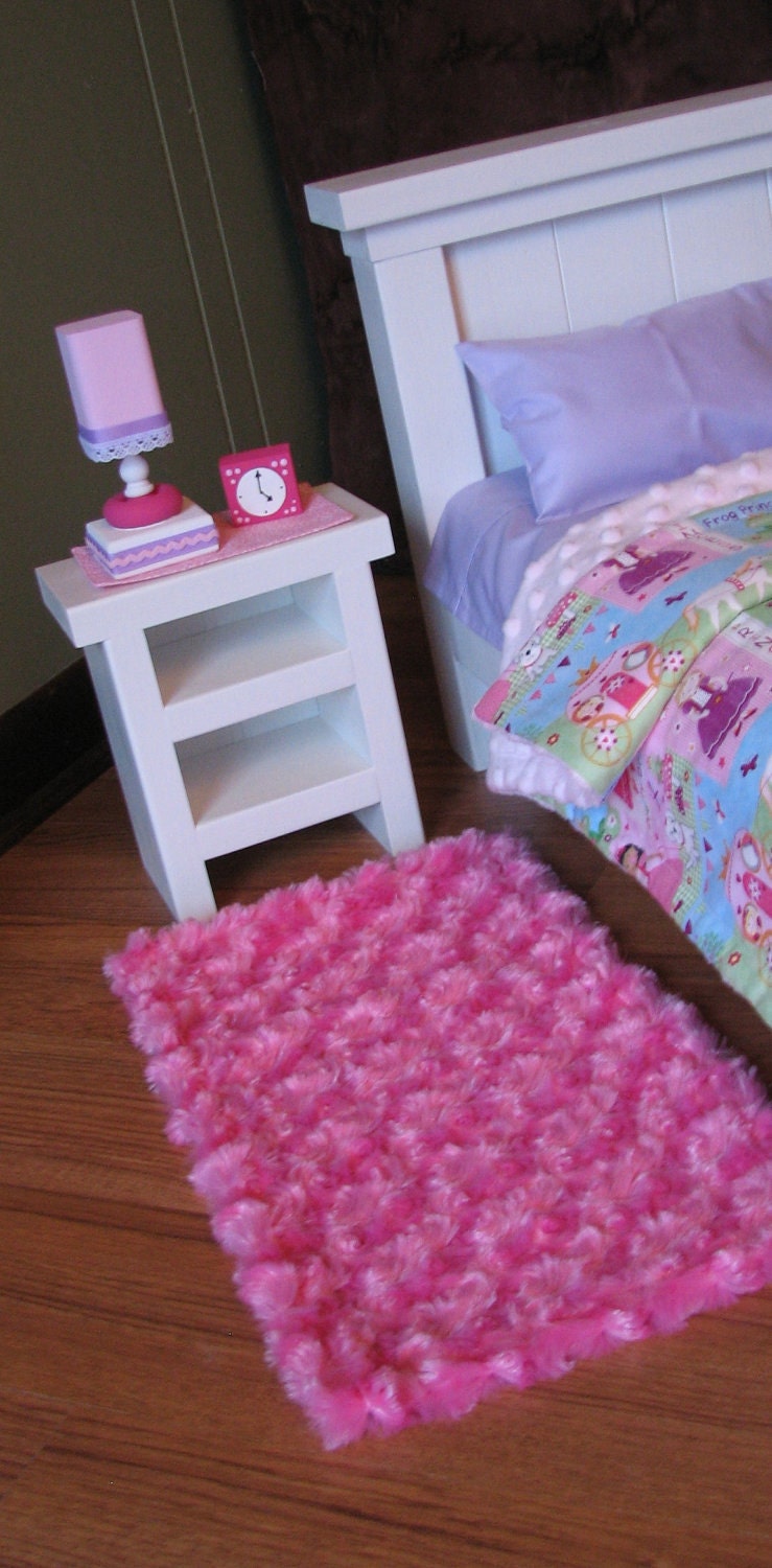 Bedroom Accessories for American Girl / 18" doll - Nightstand / Runner / Lamp / Alarm Clock / Rug - JUNE SHIPPING