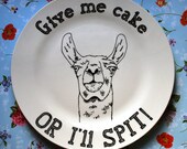Cake Hungry Llama Plate - Hand Drawn