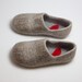 Felted Warmest Love Clogs - Felt organic merino wool neutral beige grey - handmade slippers all sizes made to order