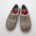 Felted Warmest Love Clogs - Felt organic merino wool neutral beige grey - handmade slippers all sizes made to order