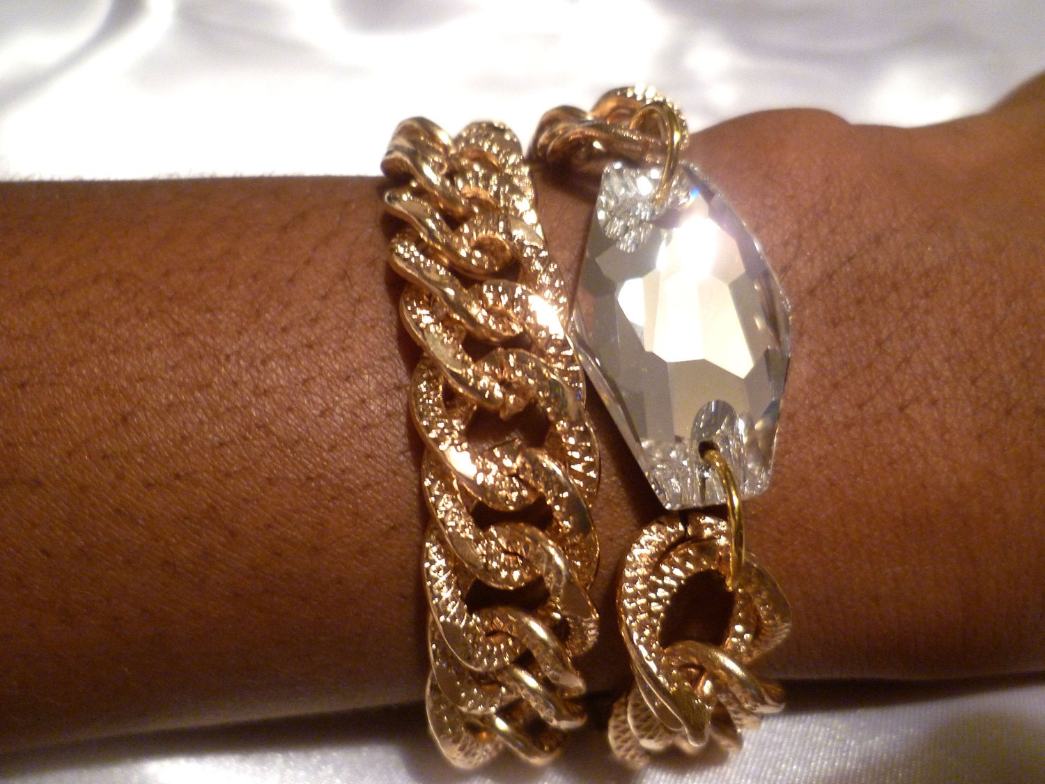 Sparkle: Swarovski vintage Gold Wrap Bracelet, Sparkle jewelry