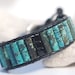 Single wrap leather bracelet with turquoise gemstone tubes and black onyx cubes. Leather wrap bracelet. WST1v004