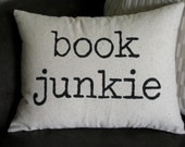 Book Junkie decorative pillow 12x16 with insert
