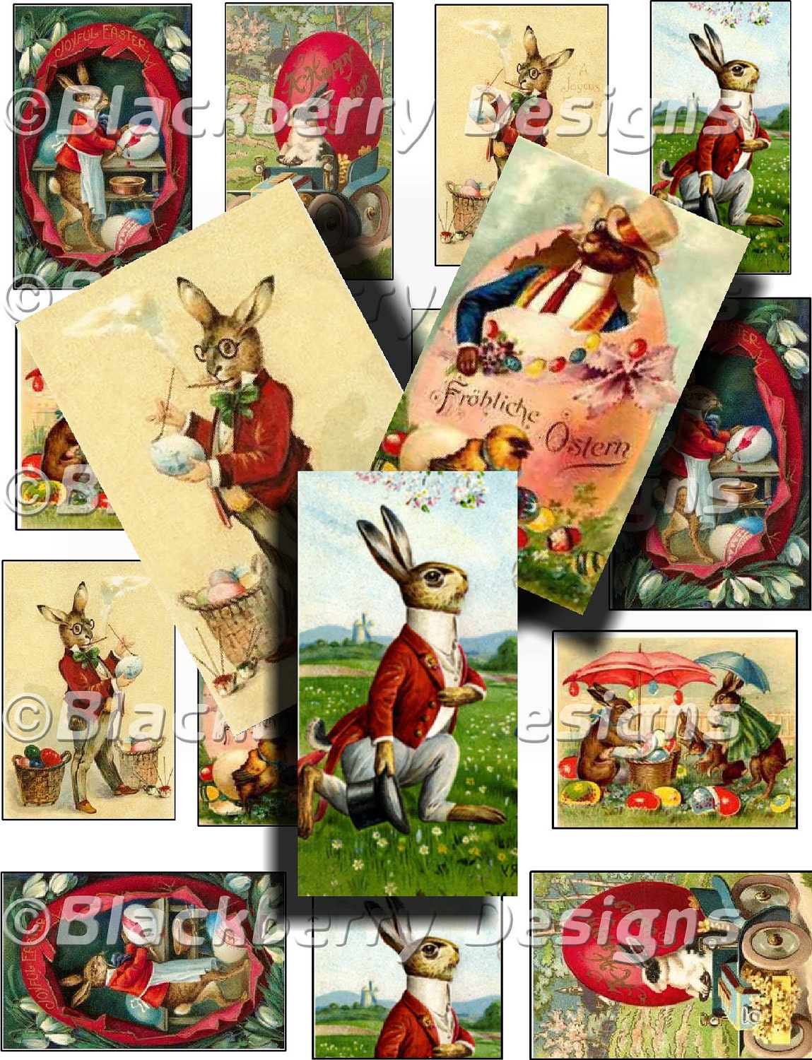 Collage Sheets, Tissue Paper, Scrapbook Paper, Cardstock, Decoupage Paper, Paper Supplies, Paper Collage, The Easter Rabbit, DT101