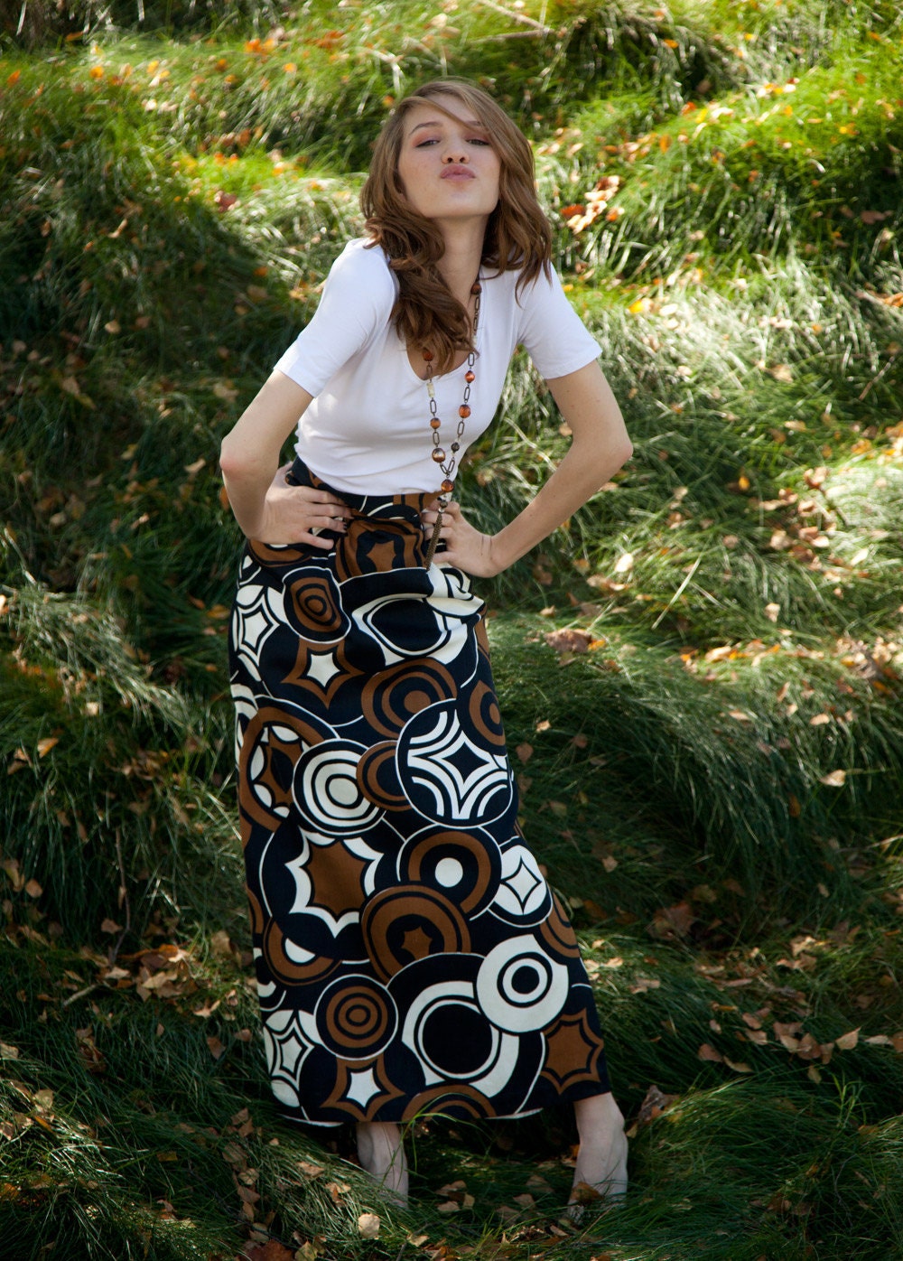 vintage 60's handmade geometric skirt size 00
