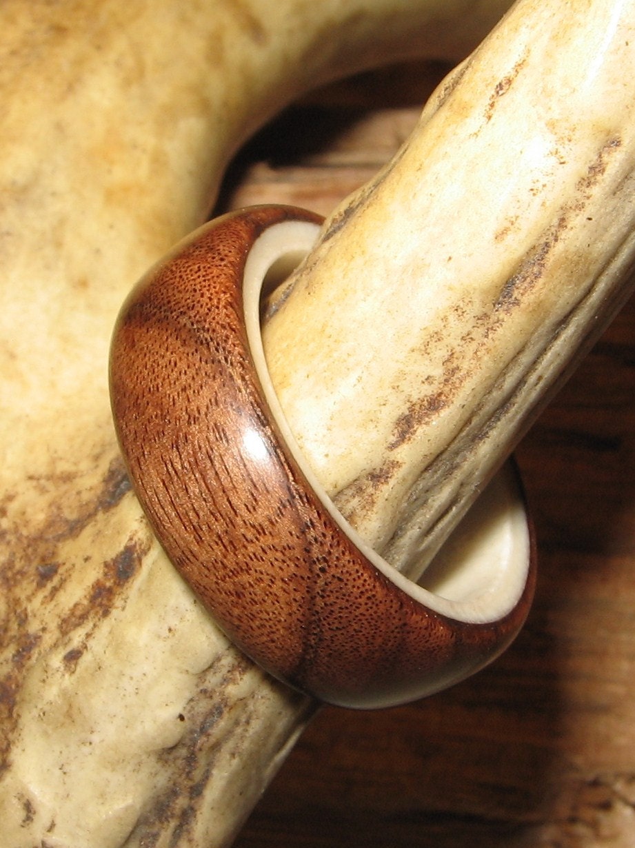 Morado Lined With Antler, Custom Wood and Antler Ring
