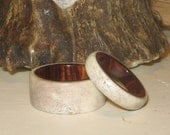 Matching Pair of Antler and Wood Lined Rings