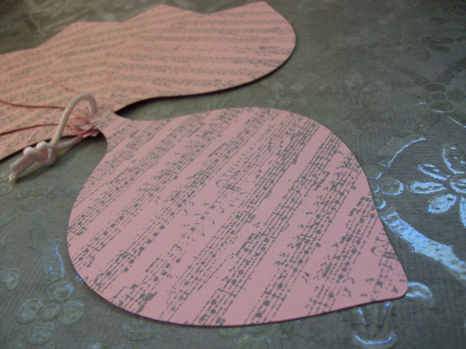 Handmade Stamped And Inked Music Tags Set of 6
