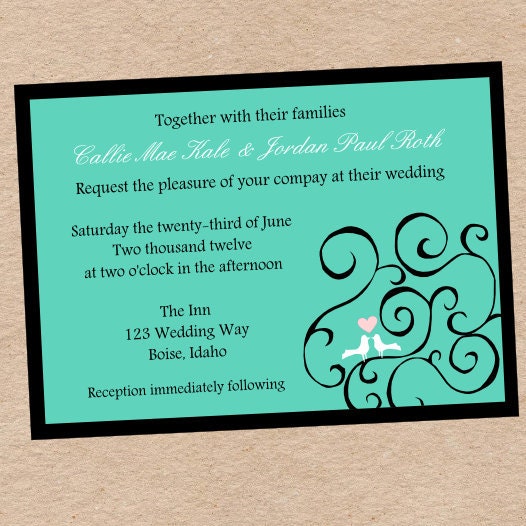 DIY Love Birds Wedding, Engagement, or Bridal Shower invitation