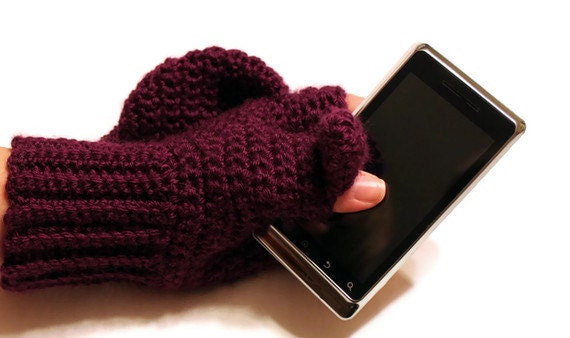 Convertible Purple Texting Mittens