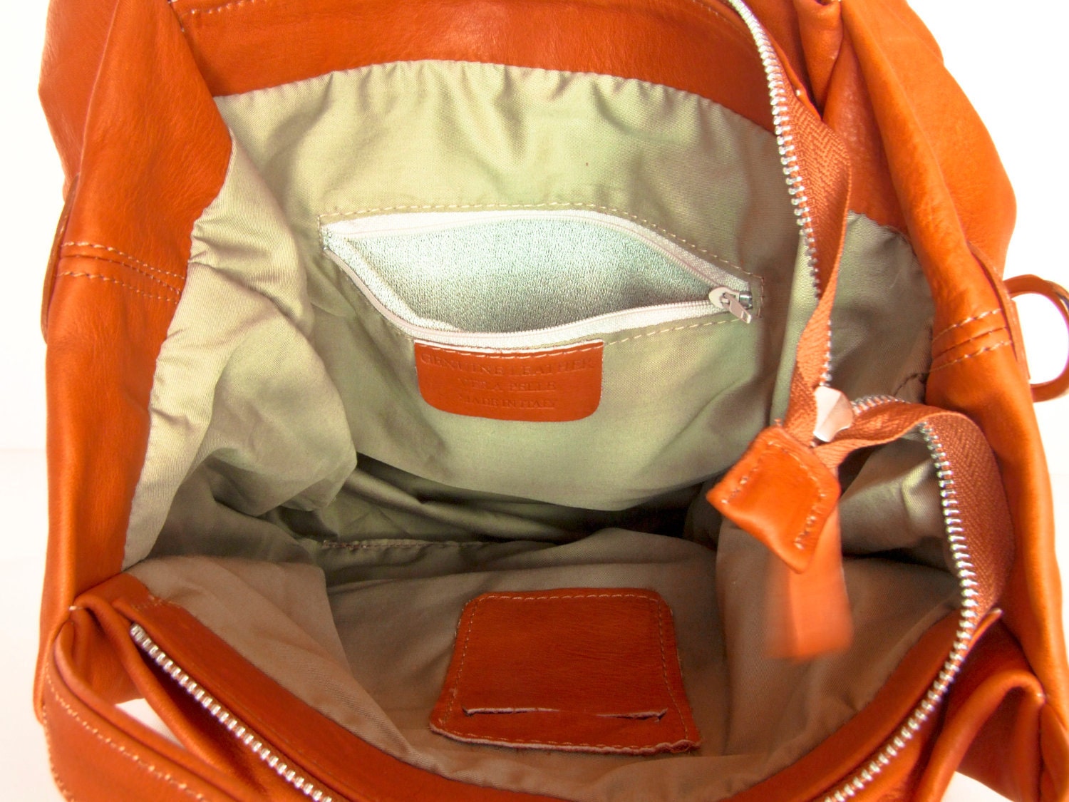 Handmade Leather Handbag Bag Purse Hobo in Orange brown  -.- the Abegaila -.-