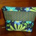 Cosmetic bag make up bag navy blue, turquoise, green with tie front vinyl lined