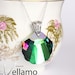Sterling silver necklace with rare large shell Swarovski crystal, watery shine green, purple, multi-colored Swarovski, crystal Electra