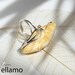 Modern sterling silver adjustable ring with large OOAK white - yellow natural Baltic amber, OOAK ring