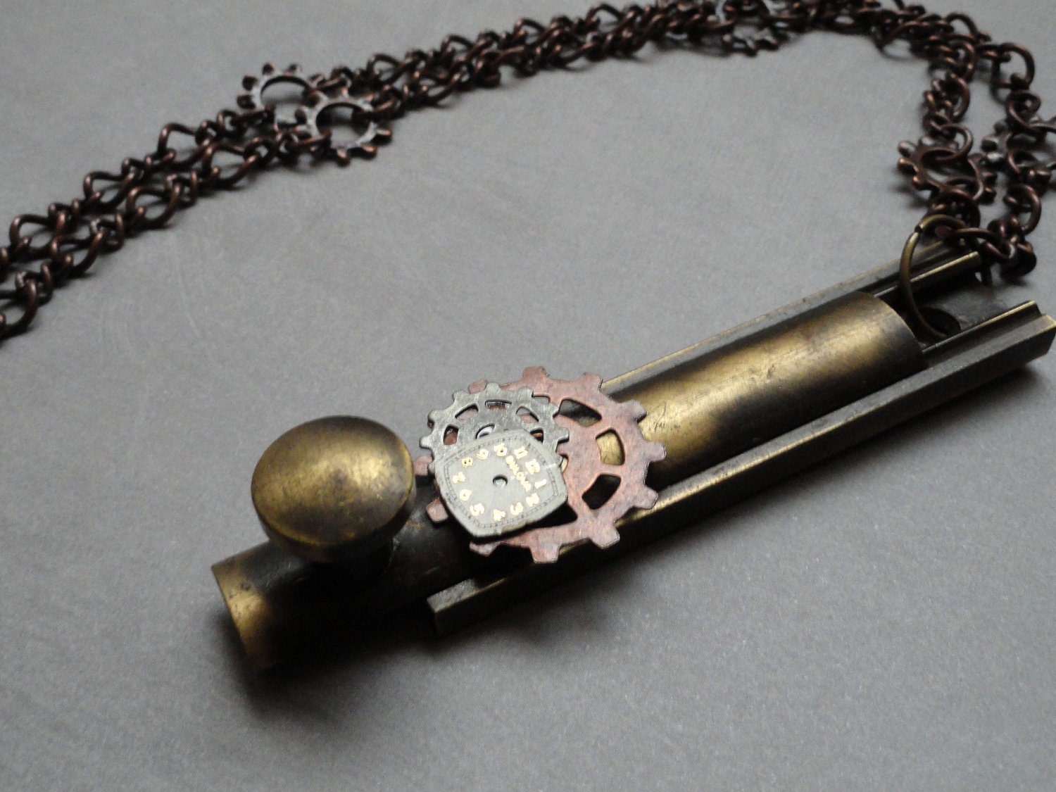 Steampunk Jewelry - Door lock Necklace - Steampunk Necklace - Gear Necklace - Upcycled Jewelry - Statement Jewelry