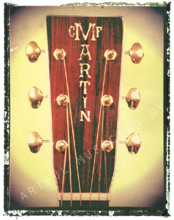 martin acoustic guitar headstock art print 11 x 14 fathers day gift, guy gift, boyfriend gift, hipster gift photographic prints
