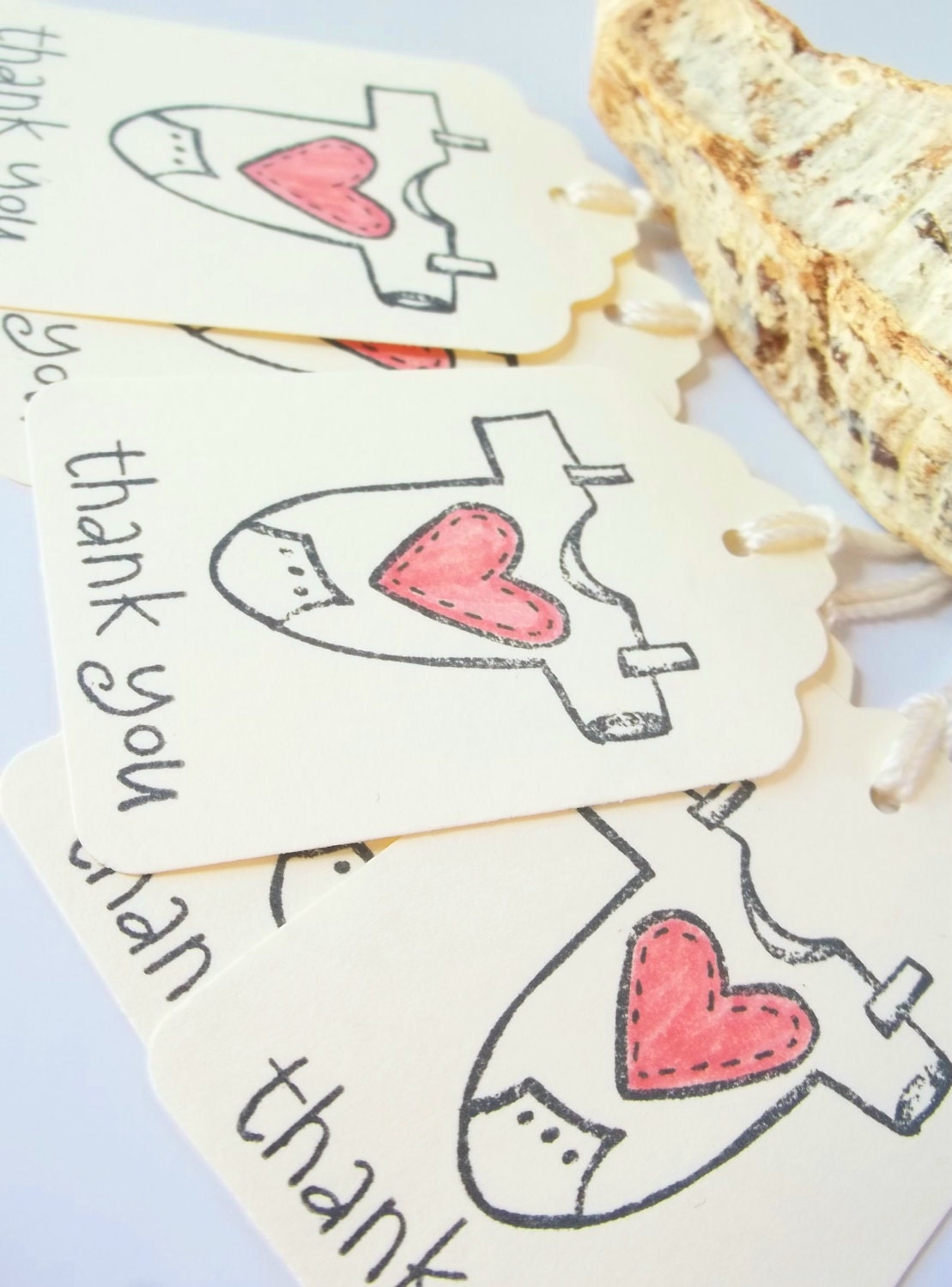 Baby Shower Favor Thank You Tags ,Pink  Vintage Onesies Tags, Party Favor