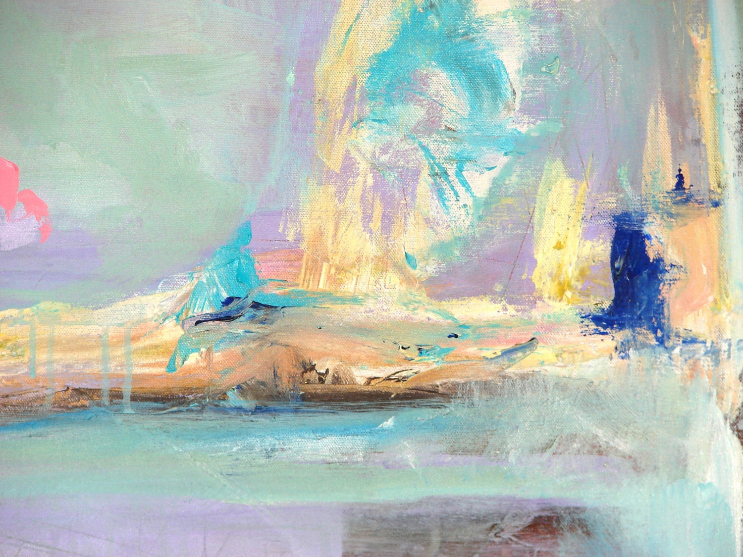 Abstract Painting Original Art large abstract blue lavender yellow acrylic painting 36 x 48