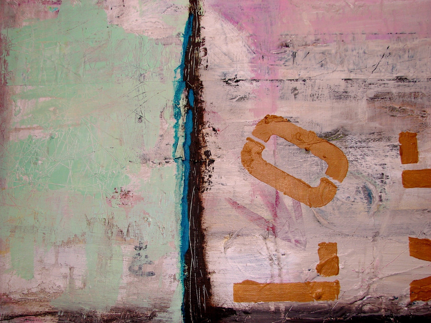 Original Painting Large Abstract Mixed Media Acrylic Art by Cheryl Wasilow Size 24 x 36