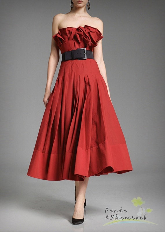 Red audrey/women dress/gown/red/long/flowing/linen